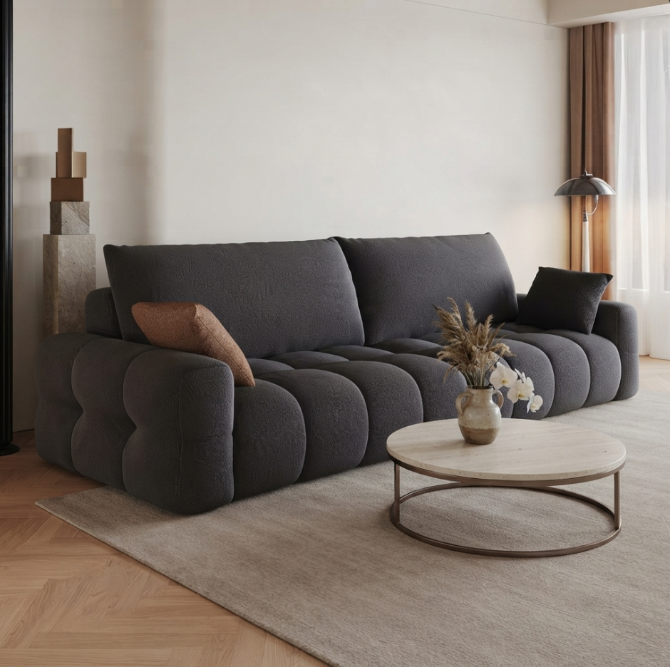 Canapé Portofino design modulaire noir et blanc crème - Maison SOLA