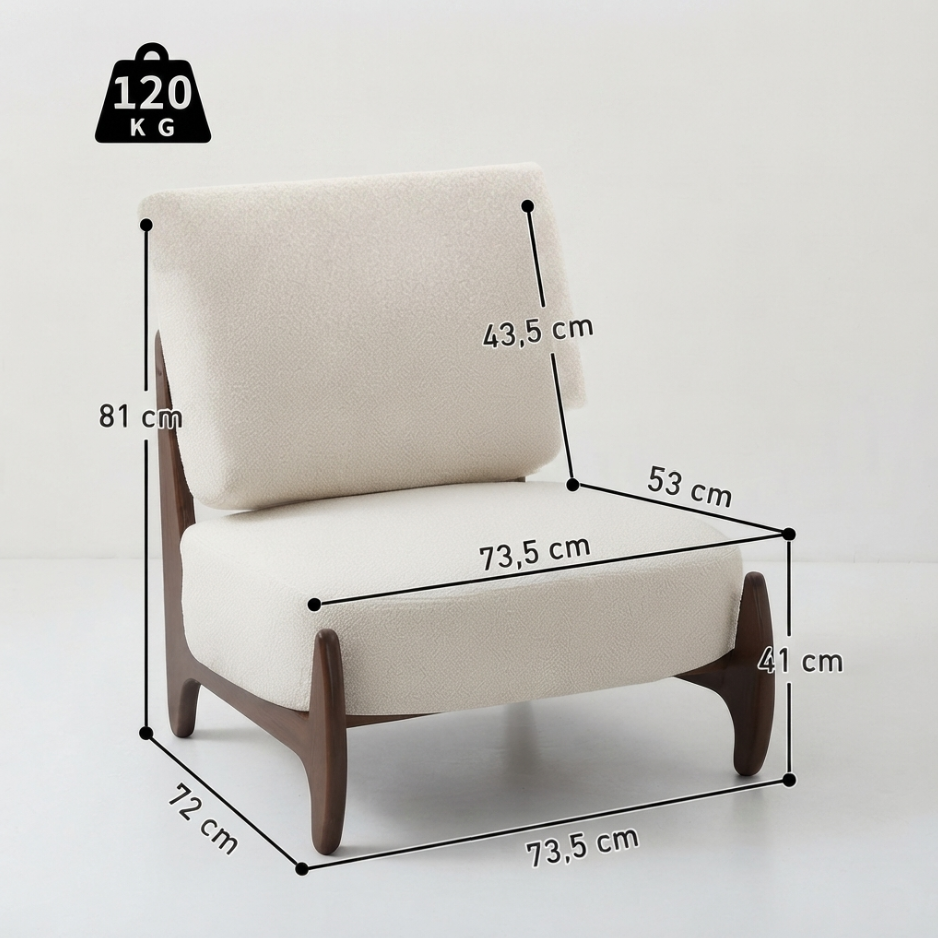 Fauteuil Menton en chenille crème - Maison SOLA