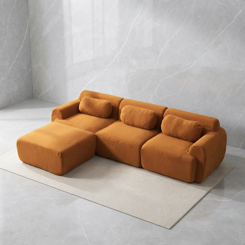 Canapé Amalfi en chenille, coloris Caramel, Blanc et Taupe - Maison SOLA