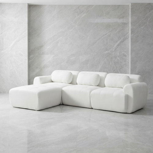 Canapé Amalfi en chenille, coloris Caramel, Blanc et Taupe - Maison SOLA