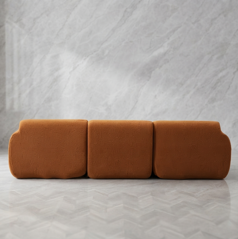 Canapé Amalfi en chenille, coloris Caramel, Blanc et Taupe - Maison SOLA