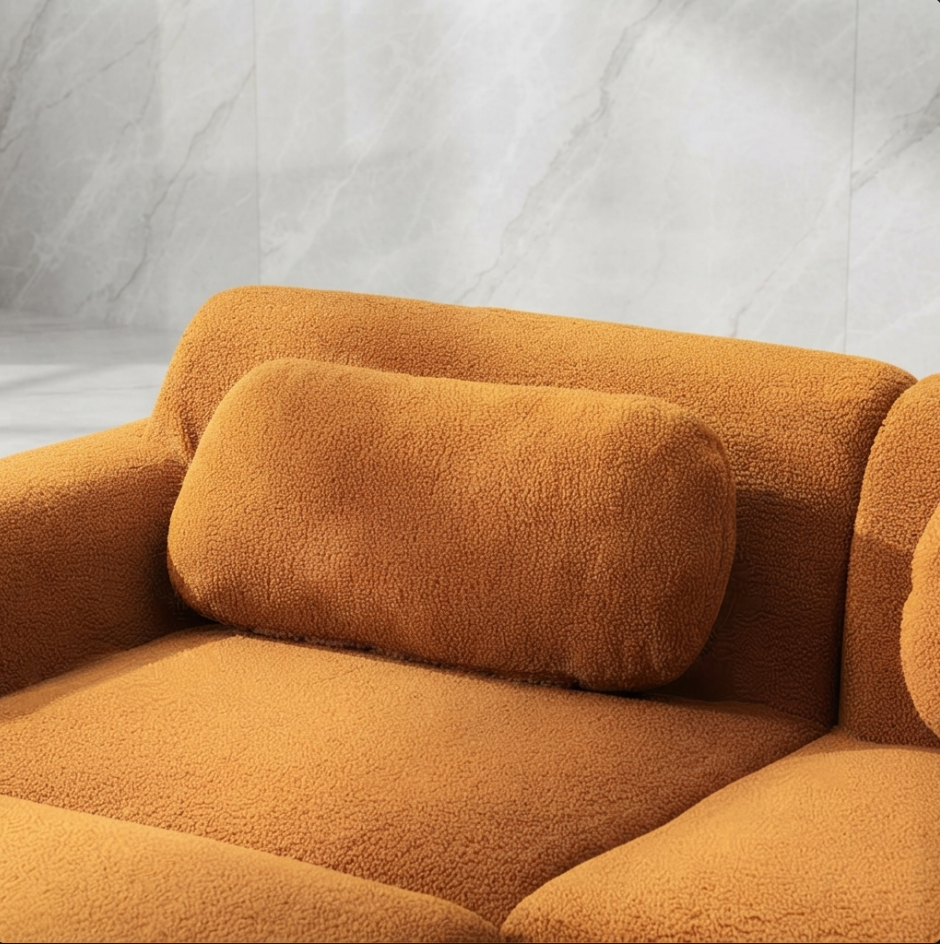 Canapé Amalfi en chenille, coloris Caramel, Blanc et Taupe - Maison SOLA