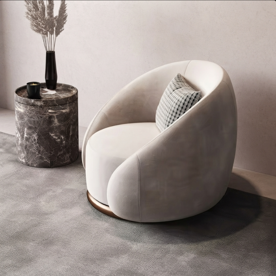 Fauteuil Ravello pivotant en velours, 6 coloris - Maison SOLA