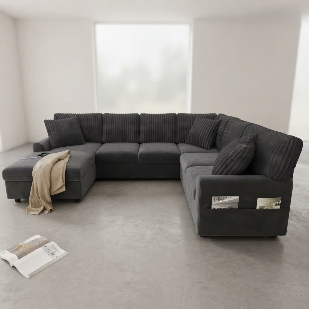 Canapé Biarritz d'angle en U XXL chenille - Maison SOLA