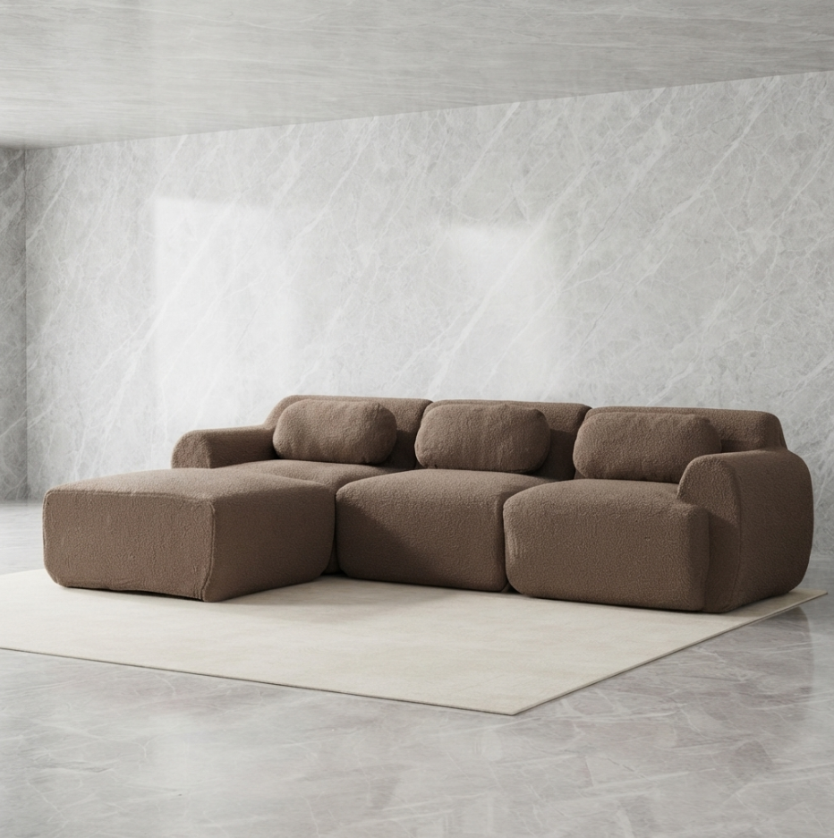 Canapé Amalfi coloris Taupe en chenille - Maison SOLA