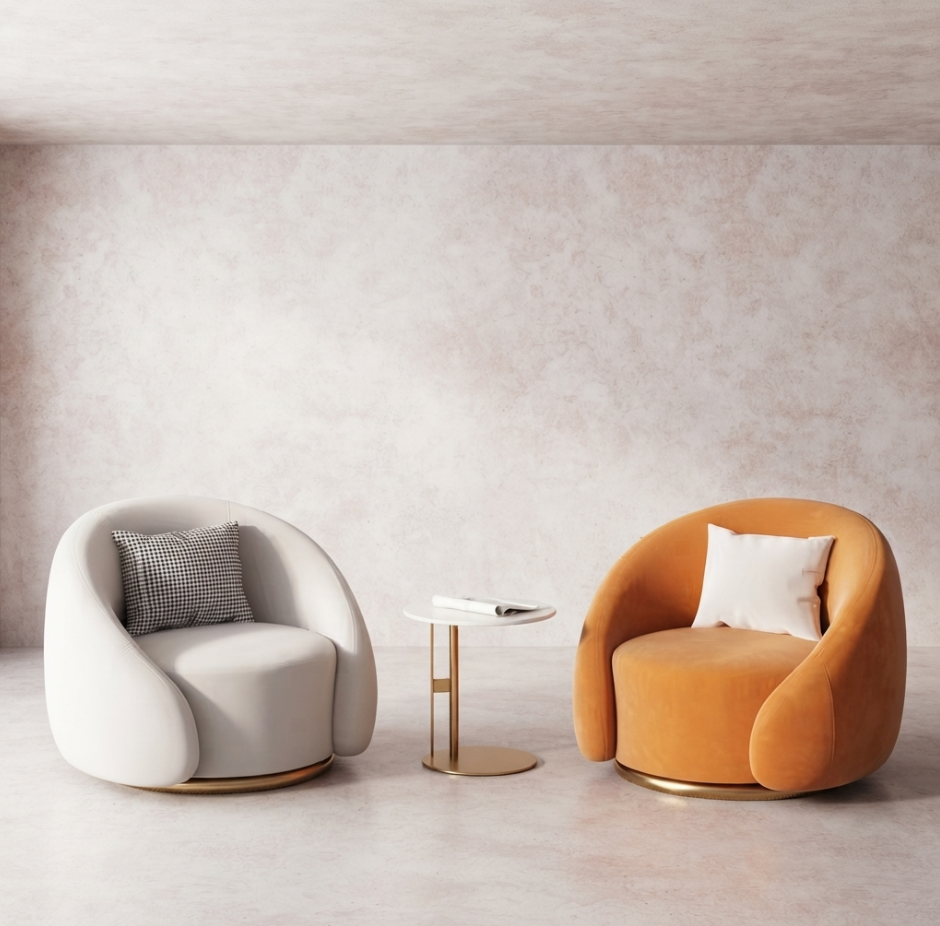 Fauteuil Ravello pivotant en velours, 6 coloris - Maison SOLA