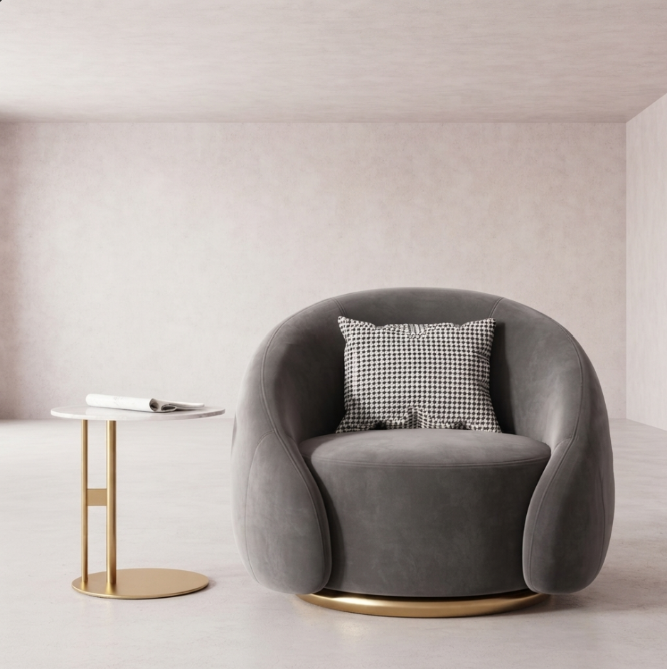 Fauteuil Ravello pivotant en velours, 6 coloris - Maison SOLA
