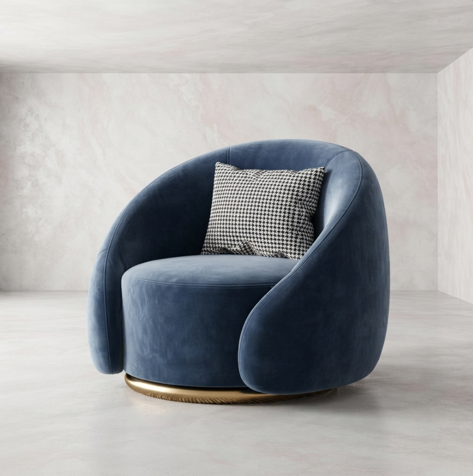 Fauteuil Ravello pivotant en velours, 6 coloris - Maison SOLA