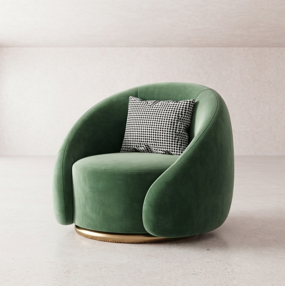 Fauteuil Ravello pivotant en velours, 6 coloris - Maison SOLA