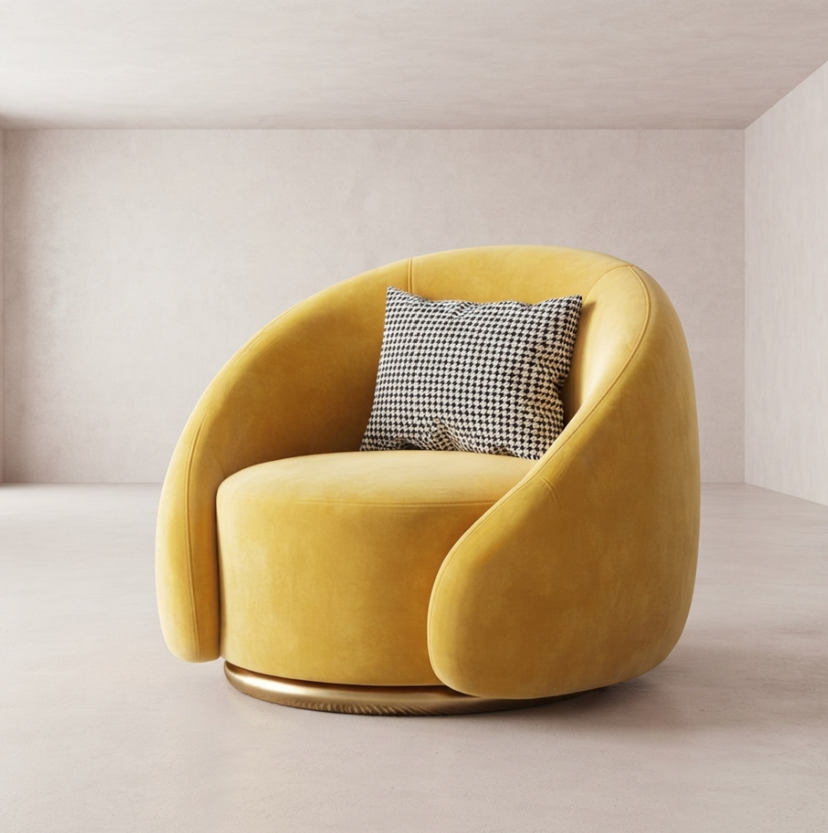 Fauteuil Ravello pivotant en velours, 6 coloris - Maison SOLA